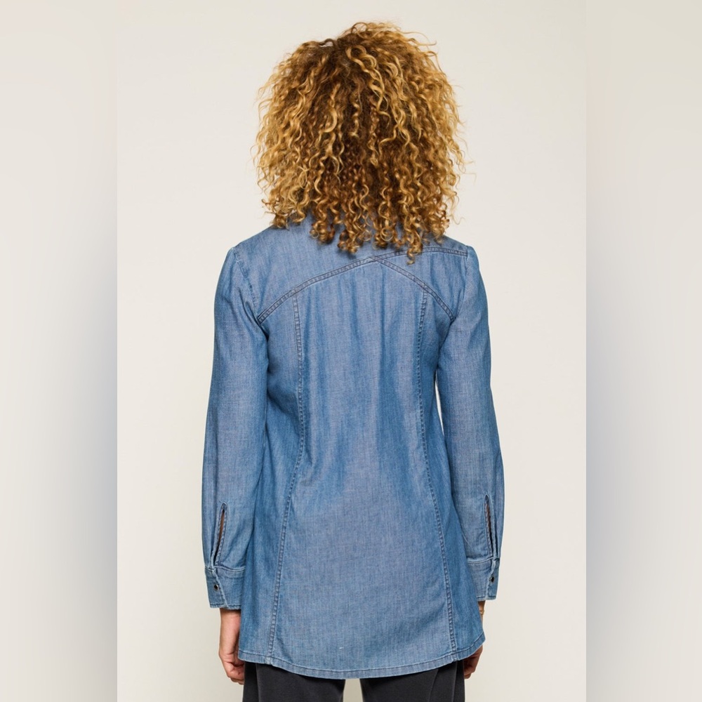 Lisa Bayne Denim Oversized Denim Shirt Women's Top size Medium - Picture 2 of 10